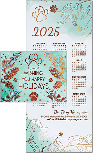 Copper Pine and Paws Tri-Fold Calendar Greeting Card