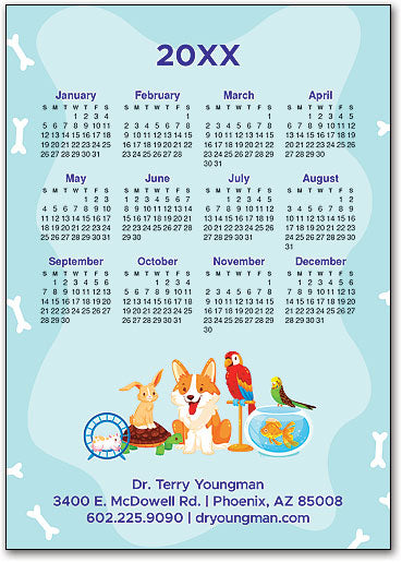 Pup and Pals Calendar Magnet