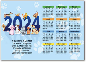 Playful Dogs & Cats Calendar Magnet
