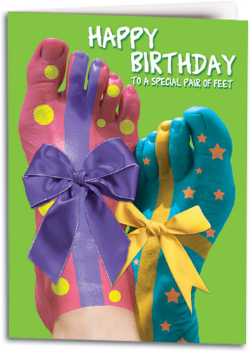 Wrapped Feet Birthday Folding Card