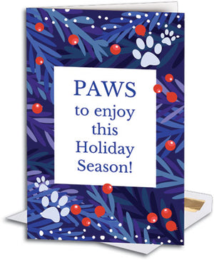 Playful Paws Holly Traditional Large Folding Card