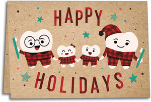 Festive Family Dental Holiday Hemp Notesized Folding Card