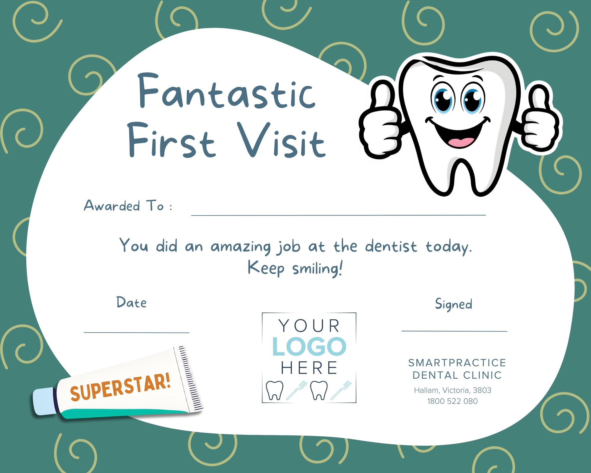 Dental Certificates & Awards – Smart Practice Australia for Free Printable First Dental Visit Certificate