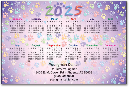 Colourful Paws and Year Calendar Magnet