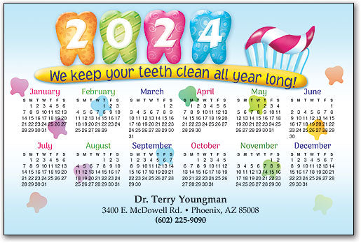 Year in Teeth Postcard Calendar