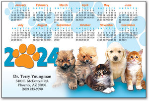 3 Puppies 2 Kittens Postcard Calendar