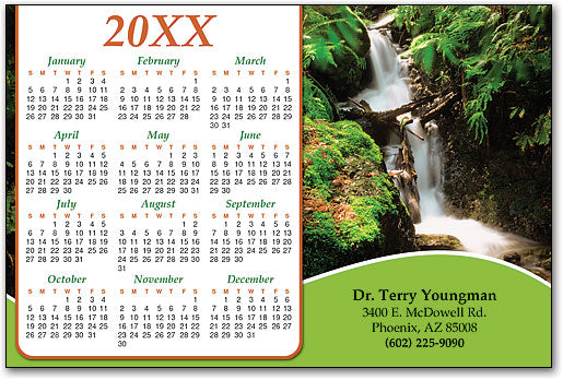 Green Waterfall Calendar Magnet