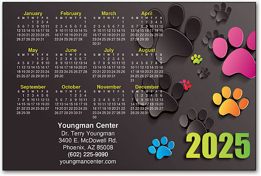Bright Pawprints Calendar Magnet