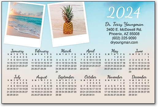 Pineapple On the Beach Calendar Magnet