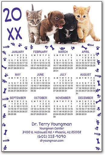 Pups and Kittens Calendar Magnet