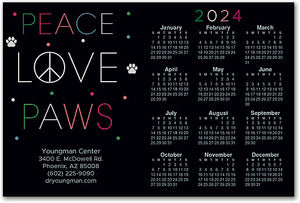 Peace Love Paws Calendar Magnet