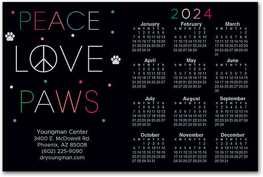 Peace Love Paws Calendar Magnet