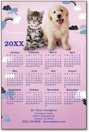 Cloudy Pets Calendar Magnet