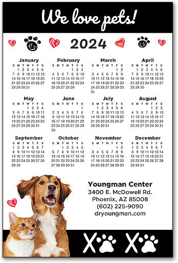 We Love Pets Calendar Magnet
