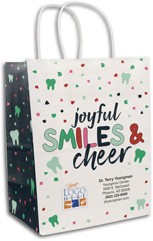 Joyful Smiles White Handled Paper Bag