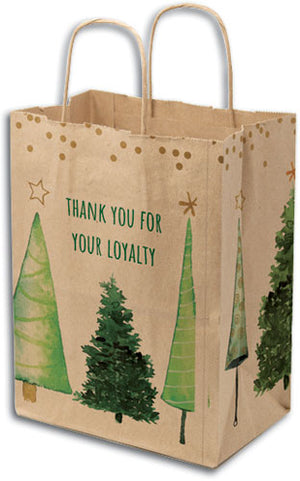 Twinkle Trees Natural Handled Paper Bag