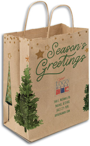 Twinkle Trees Natural Handled Paper Bag