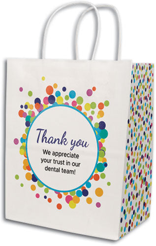Dotty Tooth White Handled Paper Bags