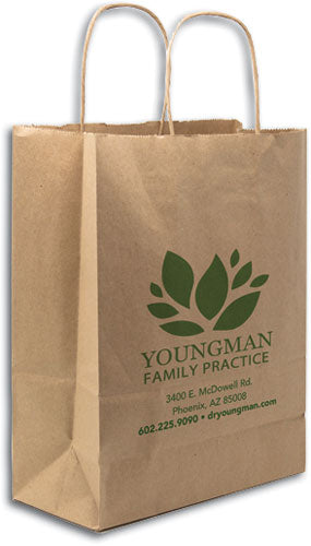 Custom 1 colour 1-Sided Eco Natural Handled Paper Bag