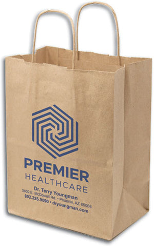 Custom 1 colour 1-Sided Eco Natural Handled Paper Bag
