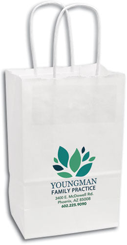 Custom Full Colour 1-Sided Eco White Handled Paper Bag