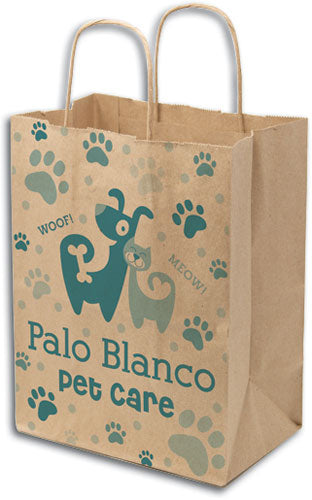 Custom 1 colour 1-Sided Eco Natural Handled Paper Bag
