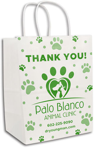 Custom 1 Colour 4-Sided White Handled Paper Bag
