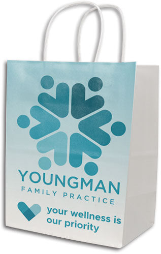 Custom 1 Colour 1-Sided Eco White Handled Paper Bag
