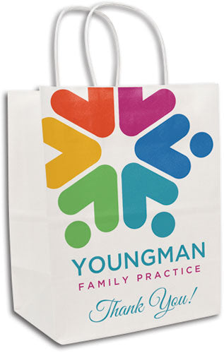 Custom Full Colour 1-Sided Eco White Handled Paper Bag