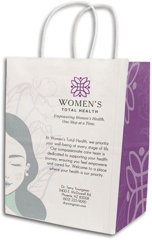 Women's Total Health White Handled Paper Bag