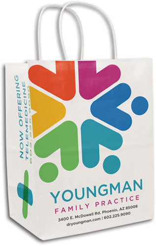 Custom Full colour Full Coverage Eco White Handled Paper Bag