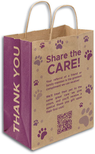 Custom 1 Colour 4-Sided Natural Handled Paper Bag