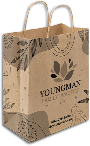 Custom 1 Colour 4-Sided Natural Handled Paper Bag