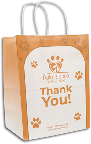 Custom 1 Colour 4-Sided White Handled Paper Bag