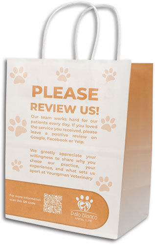 Custom 1 Colour 4-Sided White Handled Paper Bag
