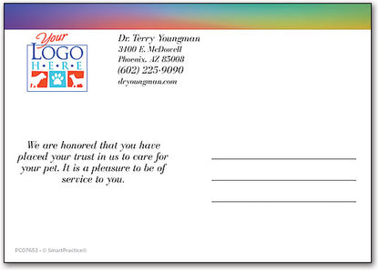 Gradient Rainbow Thanks Customisable Postcard