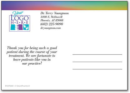 Rainbow Glow Thank You Customisable Postcard