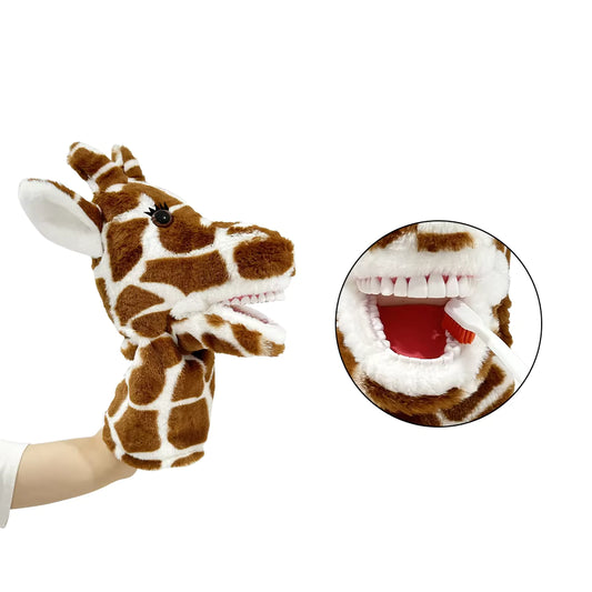 Giraffe Dental Plush Hand Puppet with Toothbrush | Kids Oral Hygiene Teaching Toy