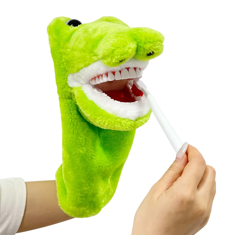 Crocodile Dental Plush Hand Puppet with Toothbrush | Kids Oral Hygiene Teaching Toy