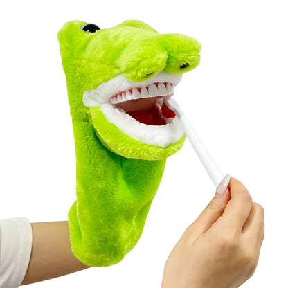 Crocodile Dental Plush Hand Puppet with Toothbrush | Kids Oral Hygiene Teaching Toy