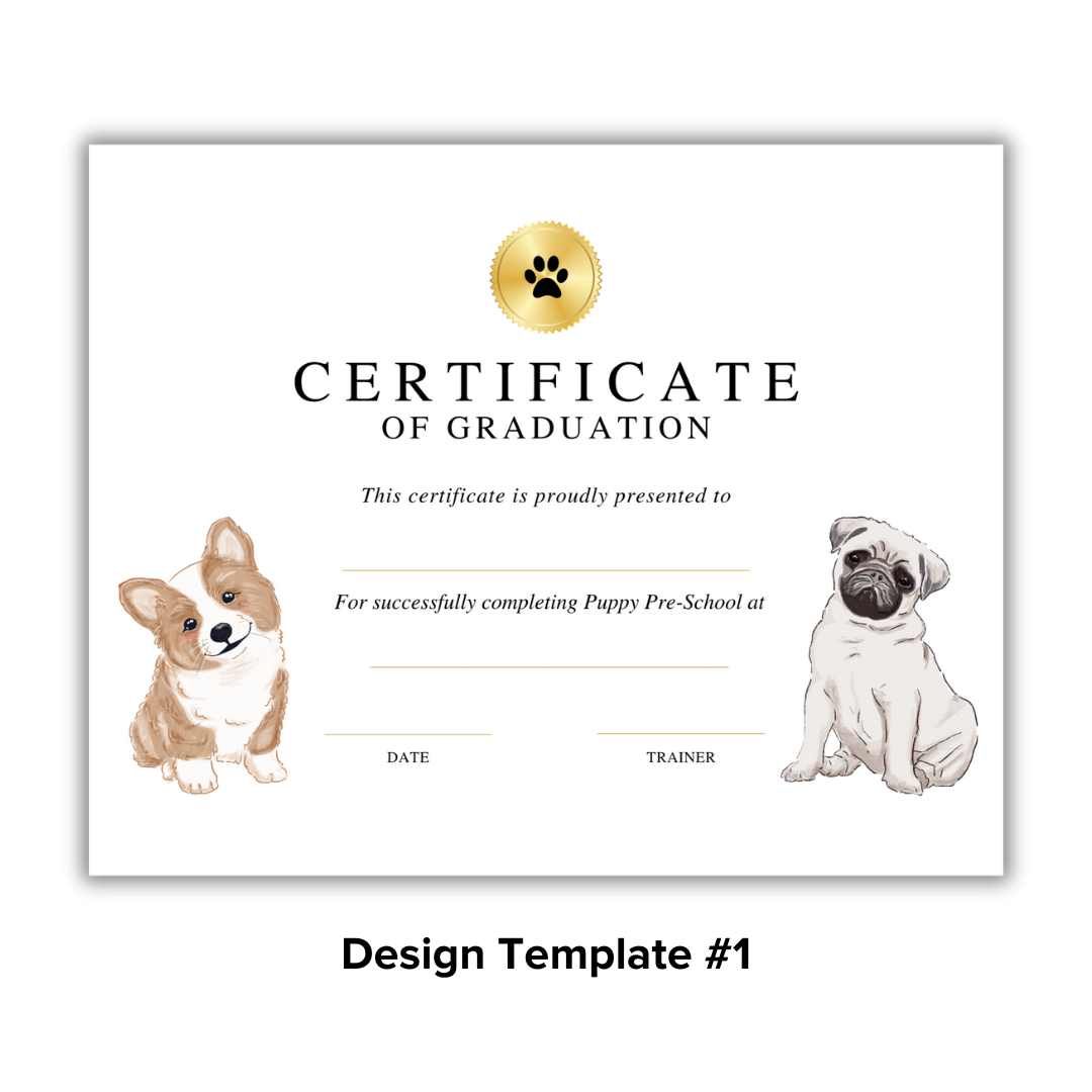 Puppy School Graduation Certificates (100 Pack)