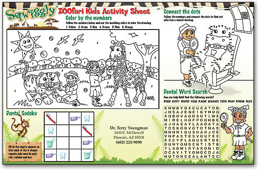 Sqwiggly® Zoofari Kids Activity Sheets