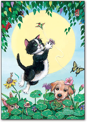Summer Kitten/Puppy Postcard