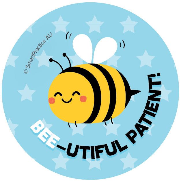 Bee-utiful Patient Blue Stickers (100pk) – Smart Practice Australia