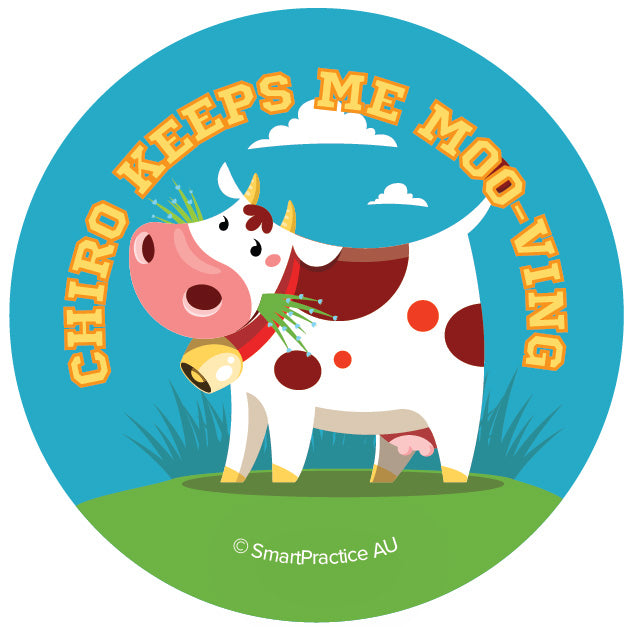 Chiro Keeps Me Moo-Ving! Stickers (100pk)