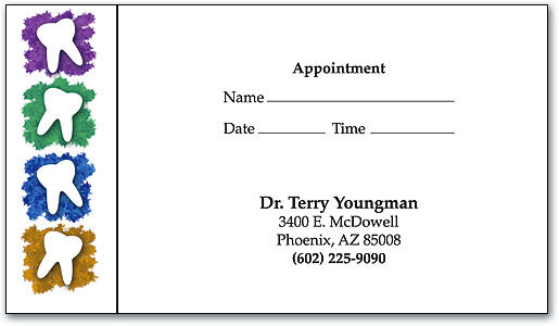 Four Vertical Teeth Appointment Business Card