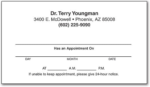 One-color Appointment Card