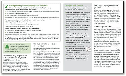 ADA Brochure: Your Dentures