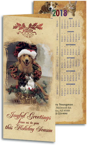 Joyful Greetings Pets Tear-off Calendar Card with Envelope