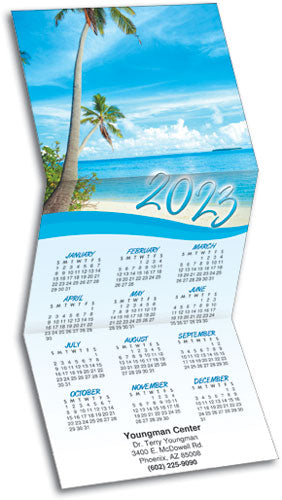 Beach and Palm Trees Tri-fold Calendar with Envelope